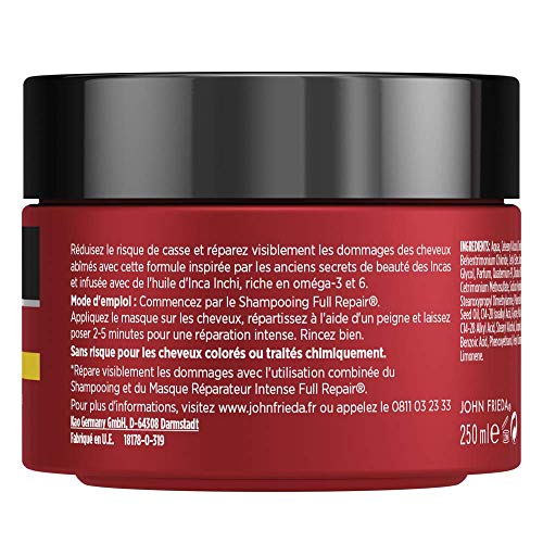 John Frieda Full Repair máscara reparadora intensa hidratación + reparación para cabello dañado 250 ml – lote de 2, modelo aleatorio