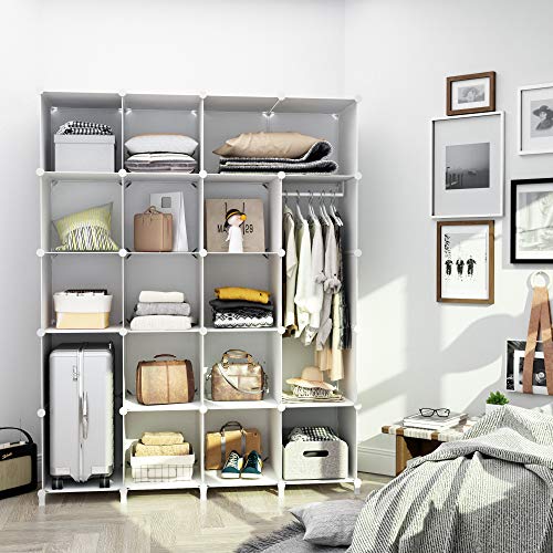 JOISCOPE - Guardarropa portátil para Colgar Ropa, Armario Combinado, Armario Modular para Ahorrar Espacio, Organizador Ideal para Libros, Juguetes