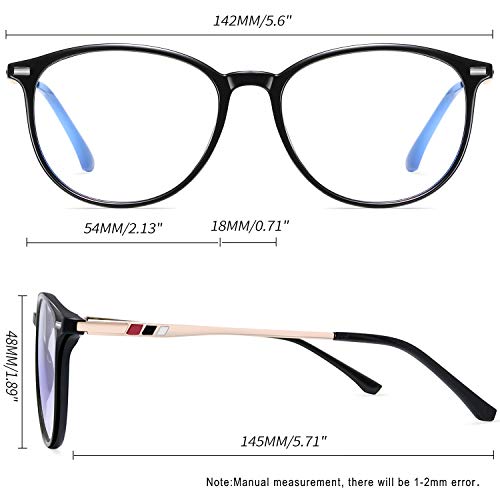 Joopin Gafas Luz Azul Mujer y Hombre para Ordenador Lentes Antireflejantes con Filtro de Luz Azul sin Graduación Montura de Metal Bloqueo de Luz Azul Negro