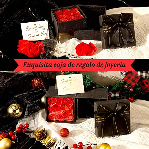 Joyhoop Rosa Eterna Caja Regalo Giratoria, Regalos Originales para Mujer, Rosas Caja de joyería con Collar, Regalos Dia de la Madre, Creativo Regalos Mujer Aniversario Cumpleaños San Valentin.