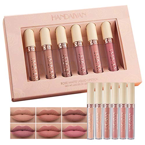 Juego de brillo de labios aterciopelado, lápiz labial líquido de 6 colores mate, regalo de brillo de labios impermeable de larga duración (B)