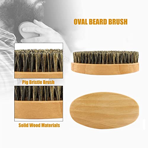 Juego de cepillo y peine para barba, juego de cuidado de barba VOSSOT para hombres - cerdas puras de jabalí y madera de peral, con bolsa de viaje para peinar el cabello de la barba