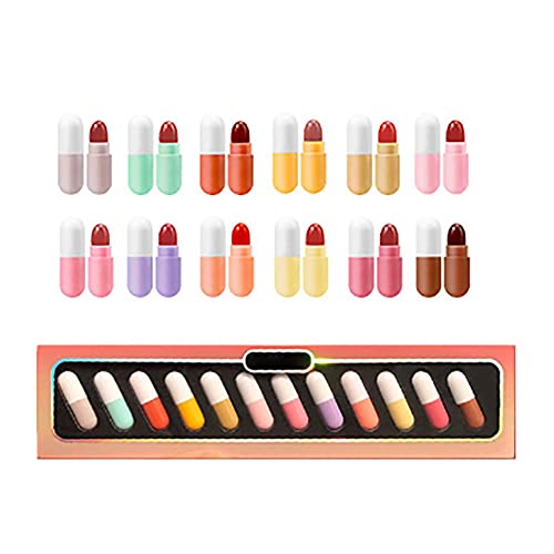 Juego de lápiz labial mate de 12 colores Mini Candy, duradera, impermeable, antiadherente, taza, cápsulas de terciopelo, lápiz labial, idea de maquillaje de labios, regalo para mujeres y niñas