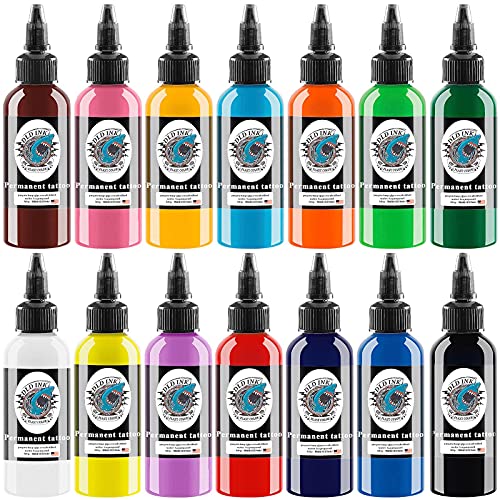 Juego de tintas para tatuaje 14 Kit de pigmento de colores completos 1 oz (30 ml) Tattoo Supply 14 Juego de pigmentos para microalimentación de color primario