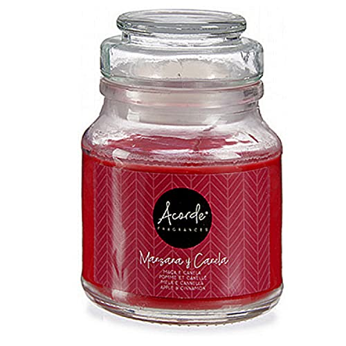 Juego de velas (Apple Cinnamon) 2 velas perfumadas de manzana en tarro de cristal – 50 horas de tiempo de combustión – Perfume intenso para un buen perfume en ambiente.