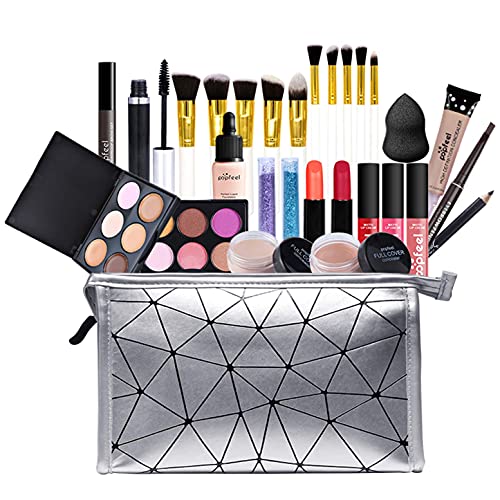 Juegos de Maquillaje para Mujer, Set de Maquillaje Profesional de 28 Piezas, Organizador de Maquillaje de Viaje Portátil - Kit de Cosméticos Completo Con Sombras de ojos Lápiz Labial Ocultador