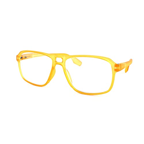 K-EYES - Gafas de lectura de lupa piloto rectangular para hombre (+2.00, amarillo)