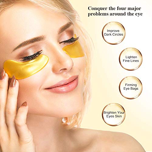 Kailisen Pack De Mascarillas Hidratantes Antiarrugas Para Ojos Y Labios Con Colágeno De Oro, 5 + 5 Unidades