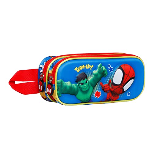 KARACTERMANIA Spiderman Team-Estuche Portatodo 3D Doble, Multicolor (02888)