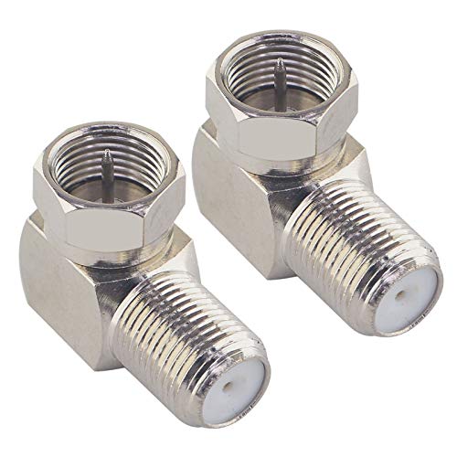 Kaunosta conector coaxial F macho a F hembra adaptador rápido para marco de montaje de TV de ángulo estrecho y panel plano-conector RG6 de 90 grados tipo F para panel de pared, paquete de 2