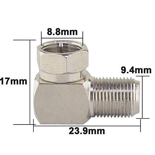 Kaunosta conector coaxial F macho a F hembra adaptador rápido para marco de montaje de TV de ángulo estrecho y panel plano-conector RG6 de 90 grados tipo F para panel de pared, paquete de 2