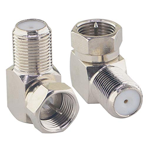 Kaunosta conector coaxial F macho a F hembra adaptador rápido para marco de montaje de TV de ángulo estrecho y panel plano-conector RG6 de 90 grados tipo F para panel de pared, paquete de 2