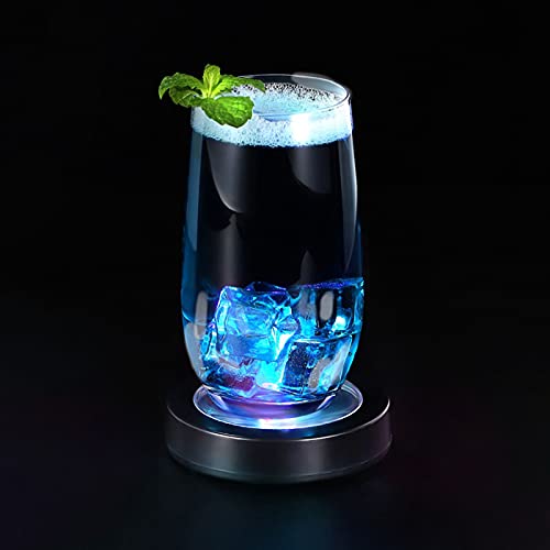 KEEDA 4 posavasos LED para bebidas, recargable por USB, para cócteles, cervezas, bebidas, botella de vino, estera luminosa para el hogar, fiesta, boda, bar, club (luz de color negro)