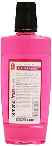 Kemphor - Fresa - Colutorio bucal fluorado - 500 ml - [paquete de 4]