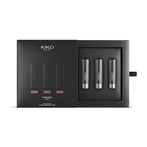 KIKO Milano Powdery Lip Set - Set De Maquillaje: 3 Labiales De Acabado Mate Empolvado