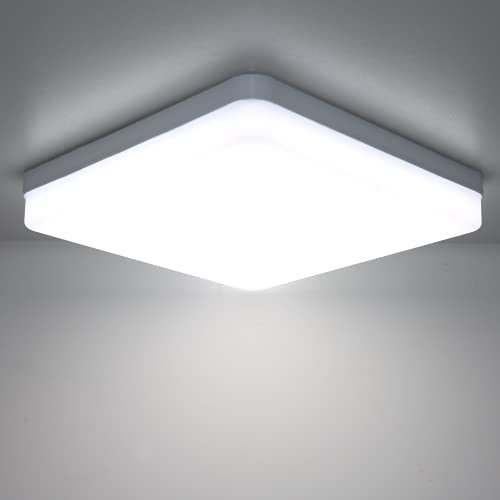 Kimjo LED Lámpara de Techo 36W Blanco Frío 6500K, Plafon LED Techo Modern IP44 Impermeable para Baño, Luz de Techo Cuadrado Delgada para Cocina Dormitorio Sala de Estar Balcón Pasillo Comedor Oficina