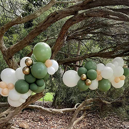 Kit de arco de guirnalda de globos verdes, con globos verdes, melocotón, blanco, dorado, para despedida de soltera, globos de boda, decoración de baby shower, bosque safari, selva tropical.