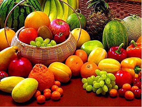 Kit de bordado imágenes de bordado punto de cruz preimpreso-enciclopedia de frutas -40X50Cm bordado bordado hilo de bordado decoración del hogar de Año Nuevo regalos creativos (lienzo preimpreso