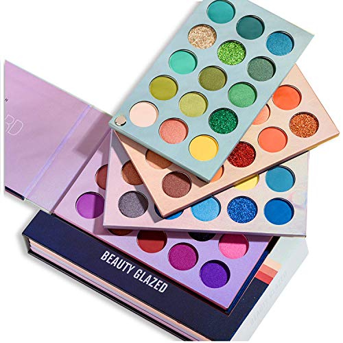 Kit de maquillaje esmaltado de belleza, sombra de ojos de 60 colores y pinceles de maquillaje de 5 piezas, paleta de maquillaje mate de sombra de ojos pigmentada con juego de pinceles de maquillaje