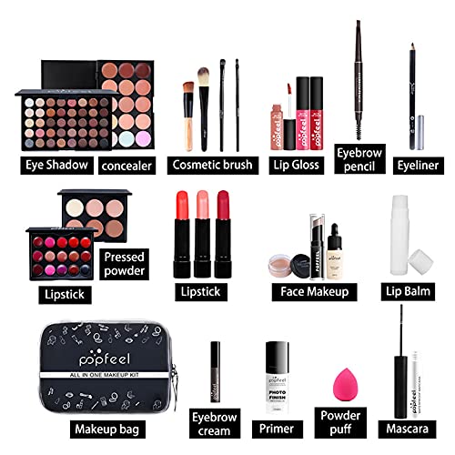 Kit de Maquillaje Profesional Completo, MKNZOME 24 piezas Set de Maquillaje Mujer con Estuches de Maquillaje Portátil Paletas de Sombras de Ojos Fundación barra de labios para Mujeres Niñas