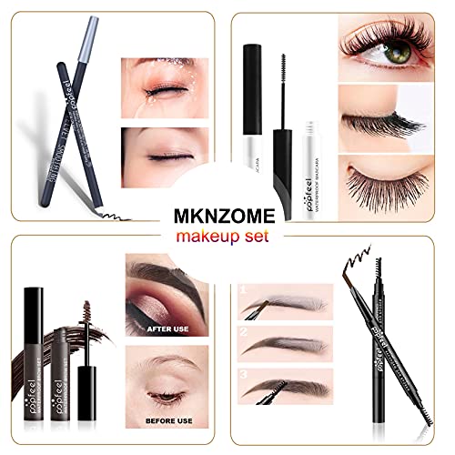 Kit de Maquillaje Profesional Completo, MKNZOME 24 piezas Set de Maquillaje Mujer con Estuches de Maquillaje Portátil Paletas de Sombras de Ojos Fundación barra de labios para Mujeres Niñas