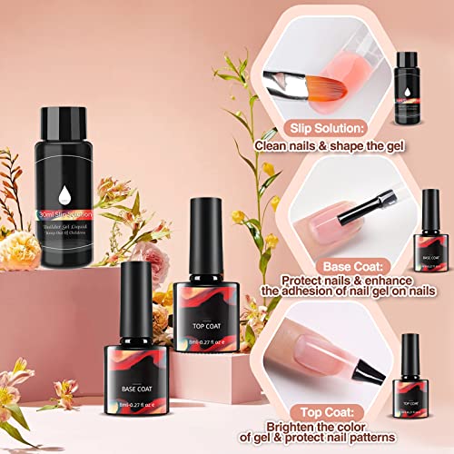 Kit de Uñas de Gel Completo, 8 * 15ml de Uñas Gel, Kit Gel de Extensión de Uñas, Gel Constructor Uñas Kit Con Diamantes de Imitación de Mariposa y Decoración de Uñas Doradas, Regalo de Novia & Mamá