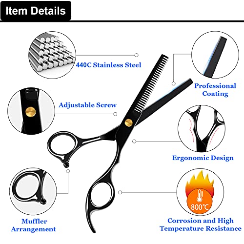 Kit Tijeras Peluqueria Profesional [11PCS] Kardition Tijeras Cortar Pelo 6.7inch [Tijeras rectas] [tijeras entresacar] [acero inoxidable] para mujeres, hombres, niños, mascotas, salón, uso doméstico