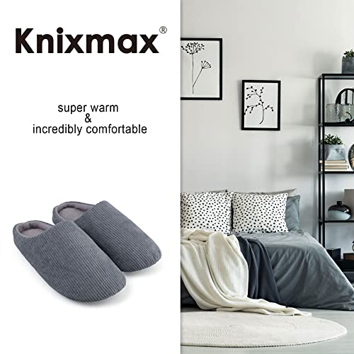 Knixmax Zapatillas de Estar por Casa Hombre y Mujer Algodón Pantuflas Cómodo y Suave para Hotel Viaje Gris 44-45