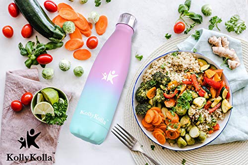 KollyKolla Botella de Agua Acero Inoxidable, Termo Sin BPA Ecológica, Botellas Termica Reutilizable Frascos Térmicos para Niños & Adultos, Deporte, Oficina, Yoga, Ciclismo, (350ml Rojo)