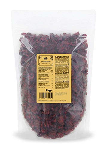 KoRo - Arándanos rojos endulzados con jarabe de piña 1 kg - Sin aditivos artificiales - ideal como aperitivo o en el muesli