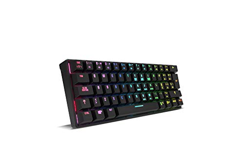 Krom KLUSTER - NXKROMKLSTRSP - Teclado Gaming mecánico RGB, Bluetooth 5.0 y USB, diseño en formato 60%, compatible Windows, Android, IOS y MAC, color negro