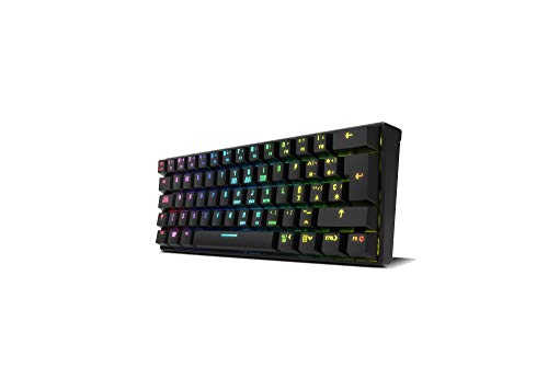 Krom KLUSTER - NXKROMKLSTRSP - Teclado Gaming mecánico RGB, Bluetooth 5.0 y USB, diseño en formato 60%, compatible Windows, Android, IOS y MAC, color negro