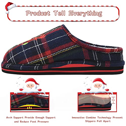 KuaiLu Zapatillas Casa Mujer Navidad Reno Invierno Pantuflas Caliente Peluche Piel Forradas Cerradas Babuchas Señoras Comoda Peludas Pelo Memory Foam Cuadros Slipper Antideslizante Goma Suela Negro 40