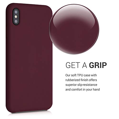 kwmobile Carcasa Compatible con Apple iPhone XS MAX - Funda de Silicona para móvil - Cover Trasero en Rojo Vino