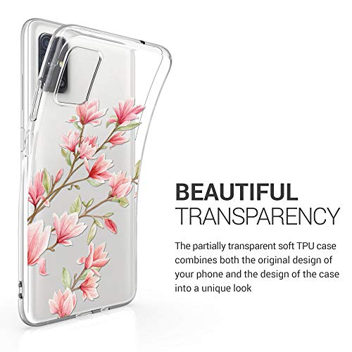 kwmobile Carcasa Compatible con Samsung Galaxy M51 - Funda Silicona TPU Magnolias Rosa Claro/Blanco/Transparente