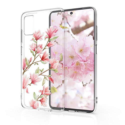 kwmobile Carcasa Compatible con Samsung Galaxy M51 - Funda Silicona TPU Magnolias Rosa Claro/Blanco/Transparente