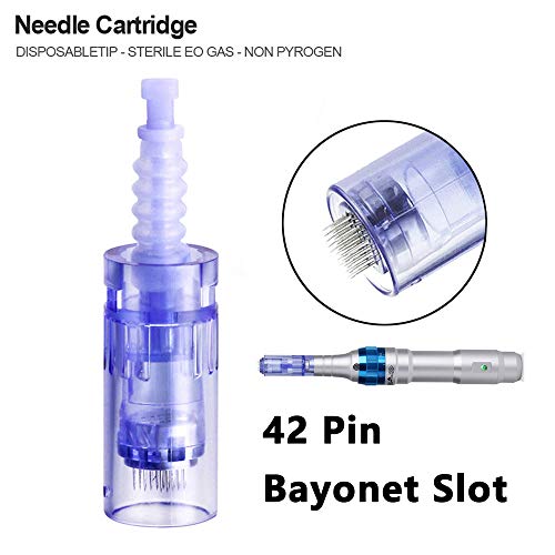 KYTRIBE agujas 42 pin cartucho de repuesto puntas cartucho Slot bayoneta, paquete individual, desinfección estéril, promover la absorción del suero, antienvejecimiento facial (10pcs,42 pin Agujas)