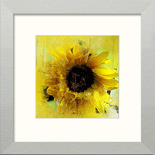 L Lumartos Sunflowers - Cuadro Decorativo para Pared (25,4 x 25,4 cm), diseño de Girasoles, Color Plateado Mate