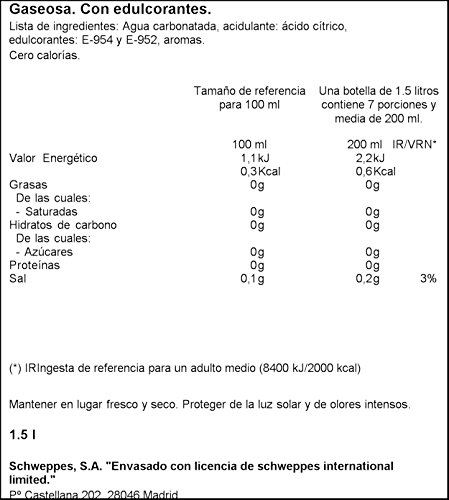 La Casera® Gaseosa, El Refresco Ligero, con Cero Azúcares y Cero Calorías - Botella PET 1,5L (Pack de 6)