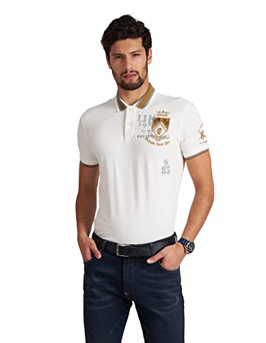 La Martina - Polo de algodón Corte Slim, Blanco Roto, Man, L