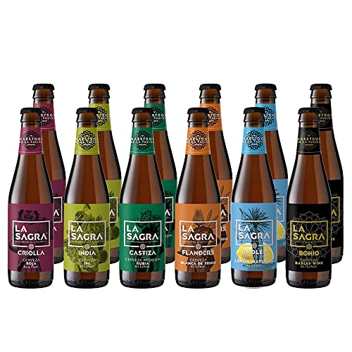 La Sagra Pack Cerveza Artesanal 6 Estilos, Botella, 12 x 330ml