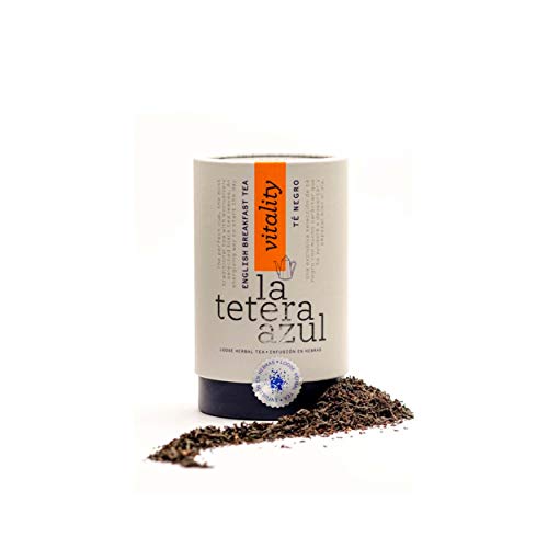 LA TETERA AZUL Té Negro English Breakfast Premium. Infusión Estimulante. Bote A Granel De 115 Gramos Para 46 Infusiones.