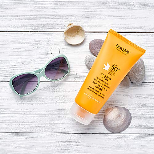 Laboratorios Babé - Fotoprotector Loción SPF 50+ 200 ml, Muy Alta Protección Solar, Crema Calmante, Antioxidante, Protección Corporal, Radiaciones UVA, Muy Resistente Al Agua, Rápida Absorción