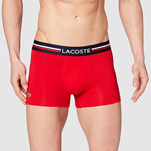 Lacoste 5H3386 Bóxer, Marine/Argent Chine-Rouge, XL (Pack de 3) para Hombre