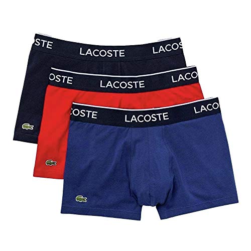 Lacoste 5H3389 Boxer Corto para Hombre, Marine/Rouge-Methylene, M (Pack de 3)