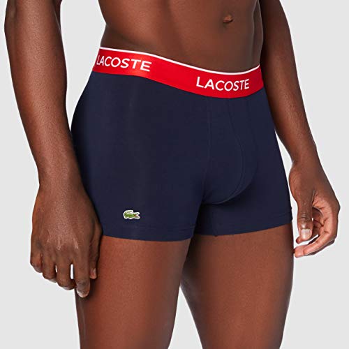 Lacoste 5H3401 Boxer Corto para Hombre, Marine/Vert-Rouge-Marine, L (Pack de 3)