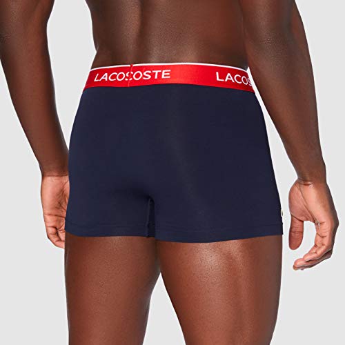 Lacoste 5H3401 Boxer Corto para Hombre, Marine/Vert-Rouge-Marine, L (Pack de 3)