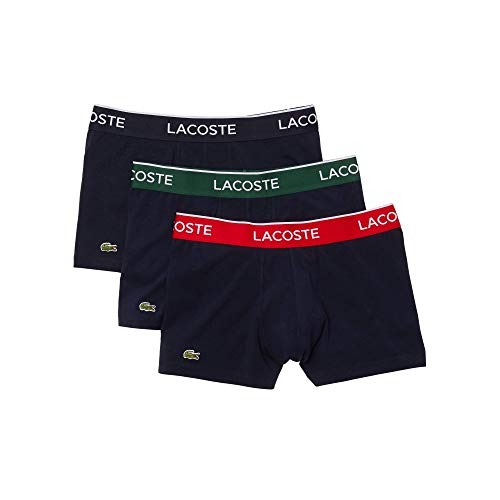 Lacoste 5H3401 Boxer Corto para Hombre, Marine/Vert-Rouge-Marine, L (Pack de 3)