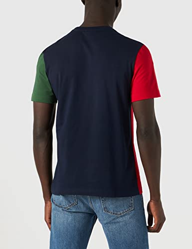 Lacoste TH1203 Camiseta, Marine/Rouge-Vert, L para Hombre