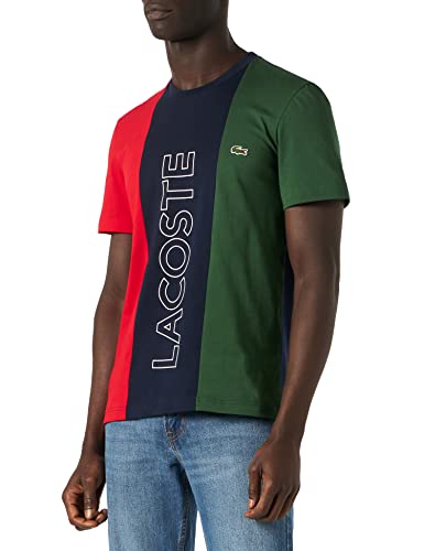 Lacoste TH1203 Camiseta, Marine/Rouge-Vert, L para Hombre